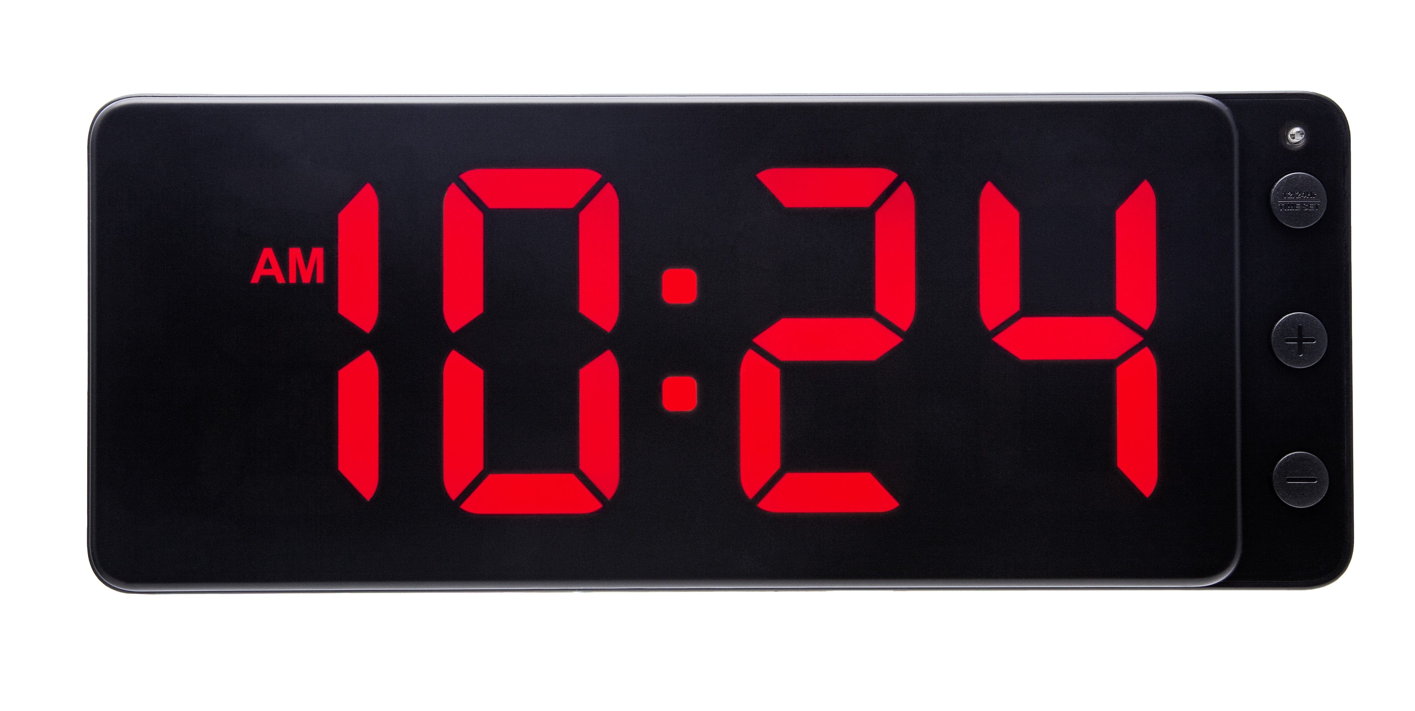 NeXtime digital wall or table clock with red LED display, measuring 27.2x10.8x3cm, made of ABS material.